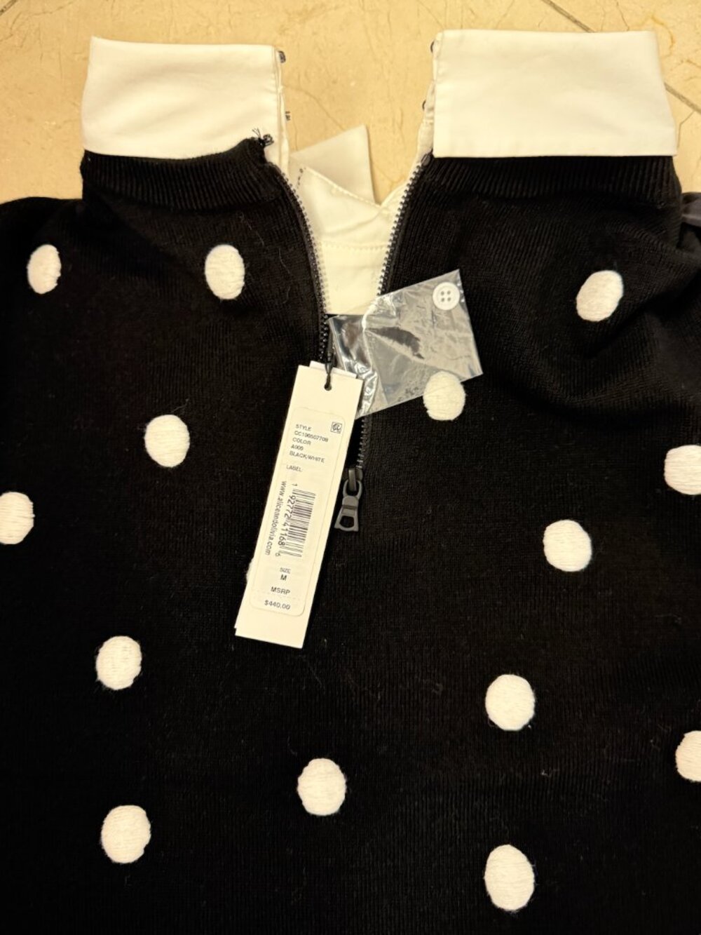 ALICE + OLIVIA CIARA POLKA DOT SWEATER SIZE S NWOT - Picture 4 of 4